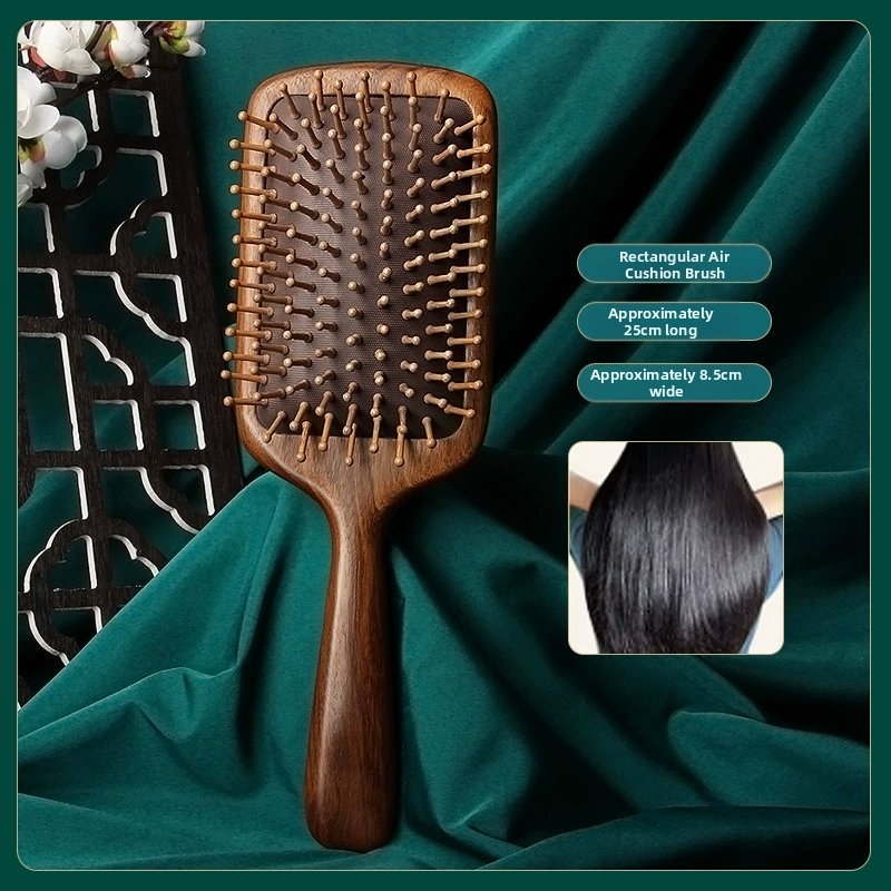 Red Sandalwood Anti-Static Air Cushion Comb - Volumizing Scalp & Meridian Massage, Unisex Home Use - Image 5