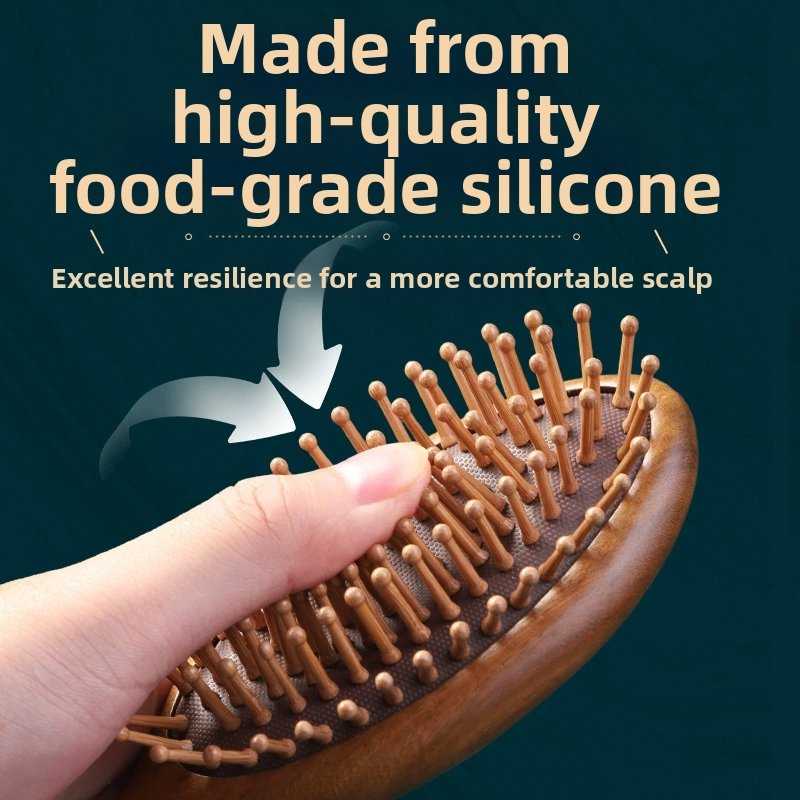 Red Sandalwood Anti-Static Air Cushion Comb - Volumizing Scalp & Meridian Massage, Unisex Home Use - Image 2